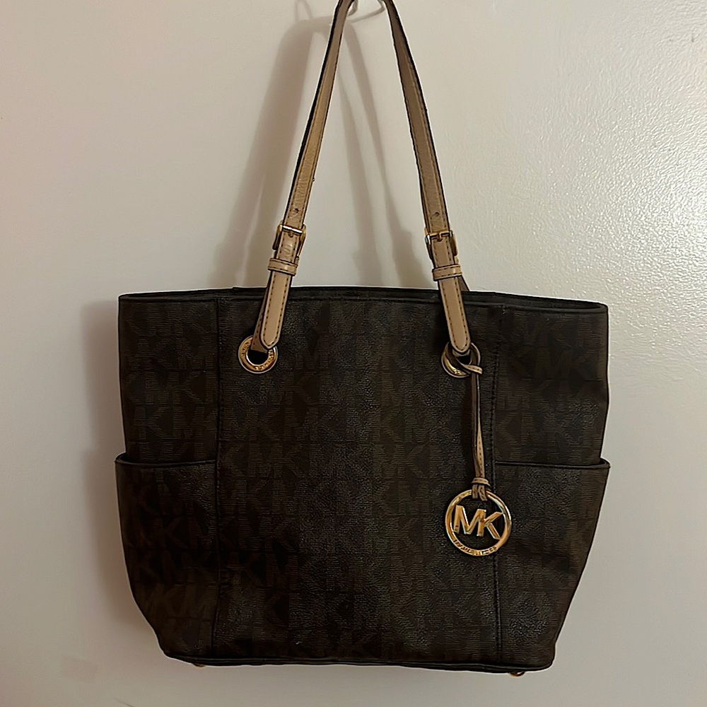 👜Michael Kors Tote 👜 Bag Brown w/Logo Pattern